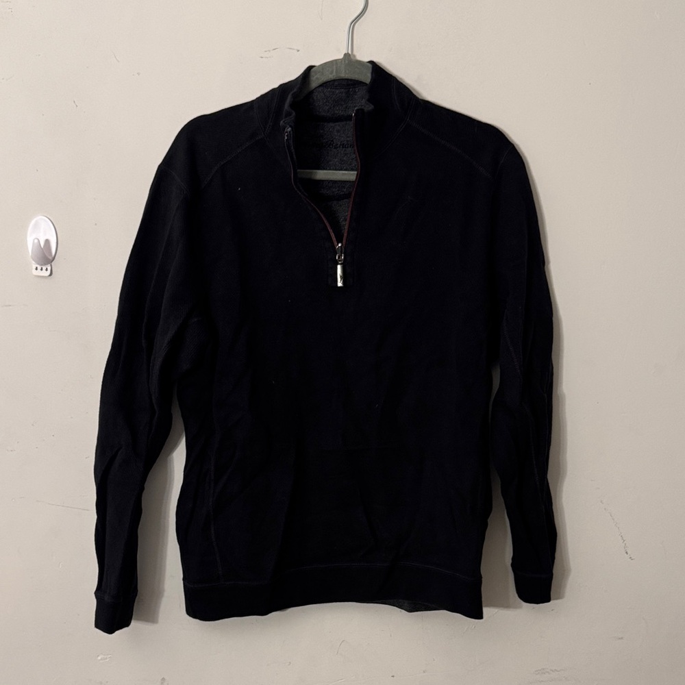 Tommy Bahama Black Half-Zip Pullover Sweater